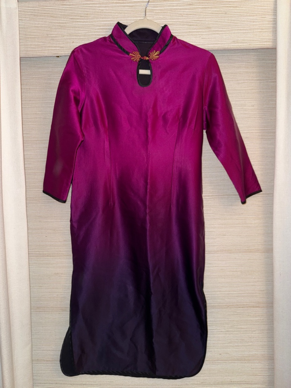 Satin Ombre Magenta to Purple Cheongsam Dress- NWOT - Size L
